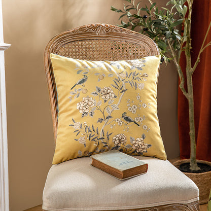 Japanese Style Yellow Velvet Cushion Cover