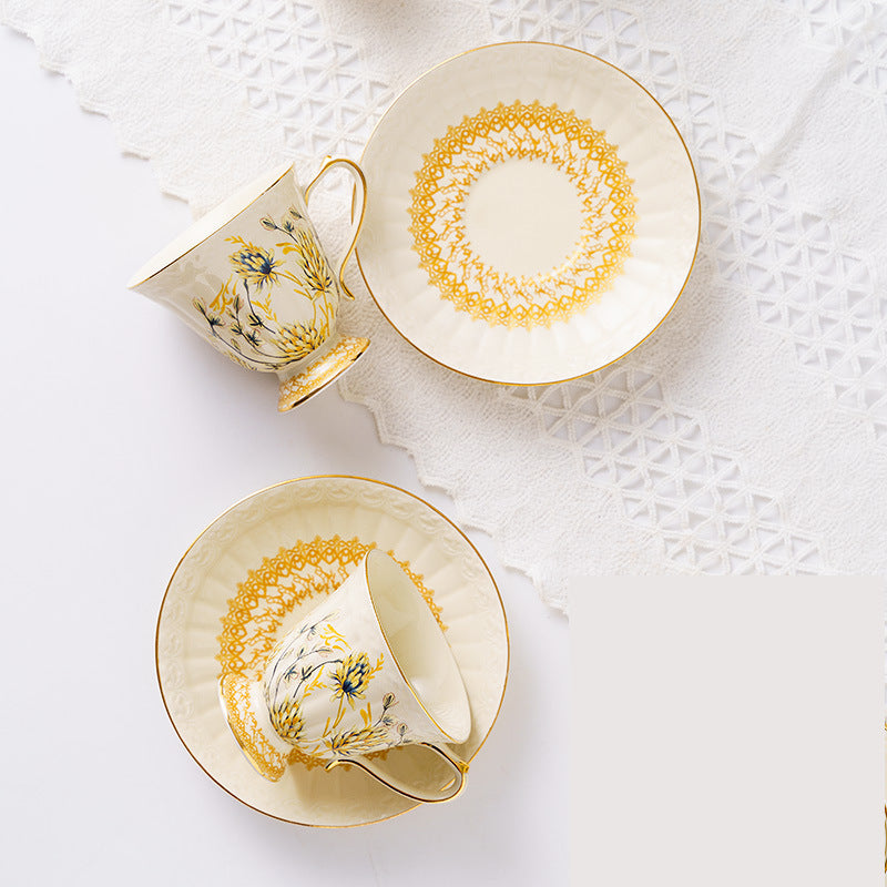 Vintage Style Tea Set with Wheat Pattern