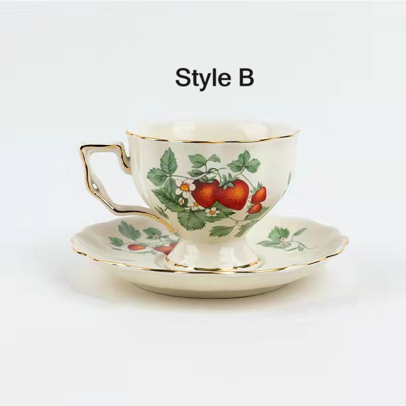 Vintage Inspired Ceramic Coffee Cup and Saucer Tea Set