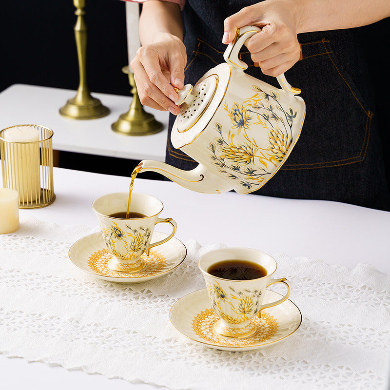 Vintage Style Tea Set with Wheat Pattern