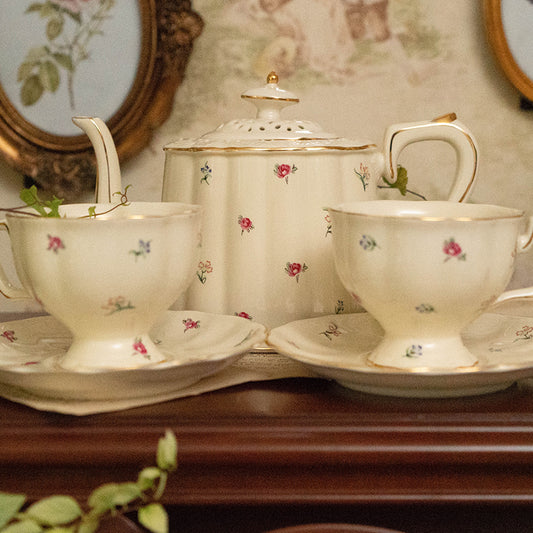 Retro style ceramic floral tea set