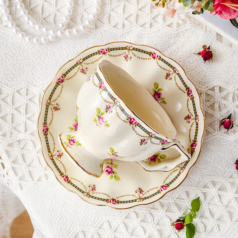 Vintage Inspired Ceramic Coffee Cup and Saucer Tea Set