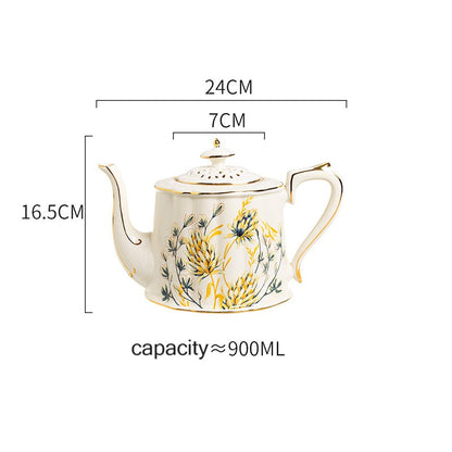 Vintage Style Tea Set with Wheat Pattern