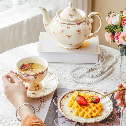 Vintage Inspired Ceramic Coffee Cup and Saucer Tea Set