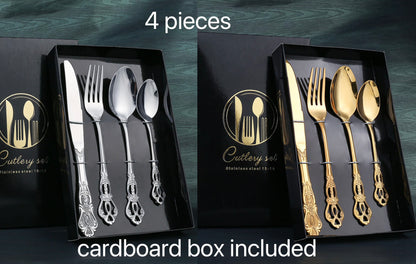 Gold and Silver Cutlery Set with a Box