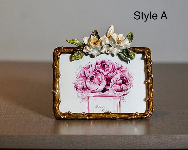 Enamal Photo Frame with Flowers and Birds