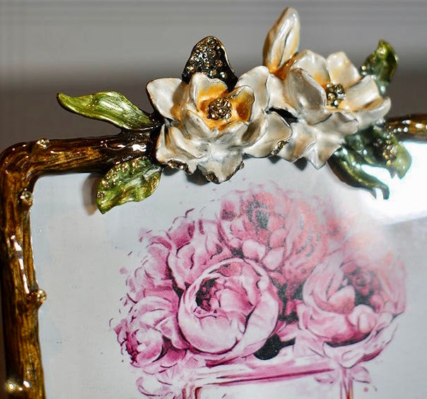 Enamal Photo Frame with Flowers and Birds