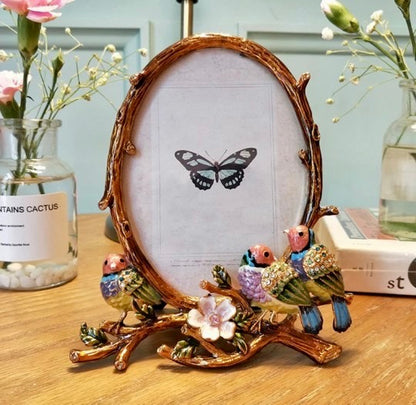 Enamal Photo Frame with Flowers and Birds