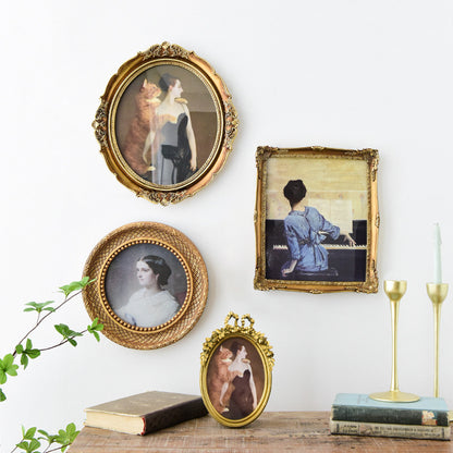 French Style Gold and Bronze Photo Frame Set Wall Art