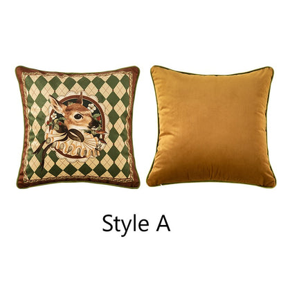 French Style Deer Velvet Cushion Cover