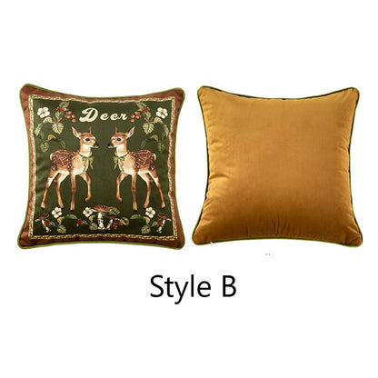 French Style Deer Velvet Cushion Cover