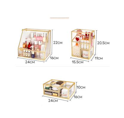 Gold Glass Cosmetic Storage Box