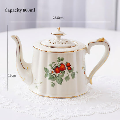 Vintage Style Ceramic Strawberry Tea Set