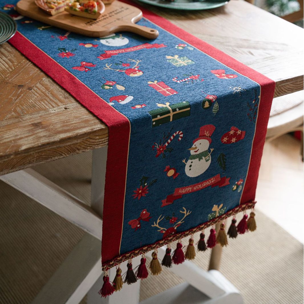 Hand Knited Christmas Table Runner