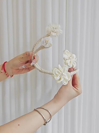 Elegant Floral Curtain Tiebacks with Pearls