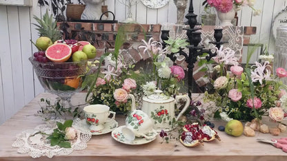 Vintage Style Strawberry Ceramic Tea Set