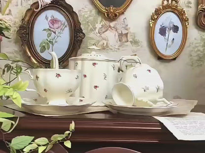 Retro style ceramic floral tea set