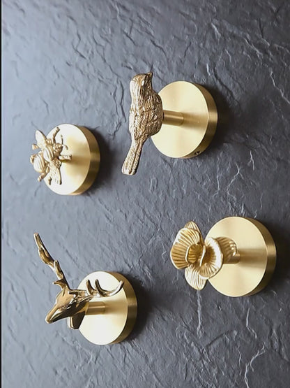 Animal Brass Hook Coat Holders