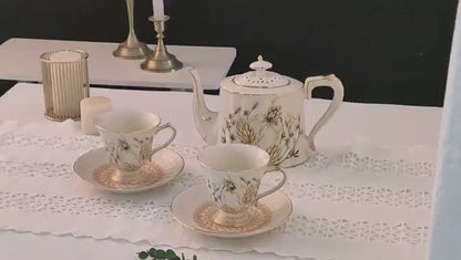 Vintage Style Tea Set with Wheat Pattern