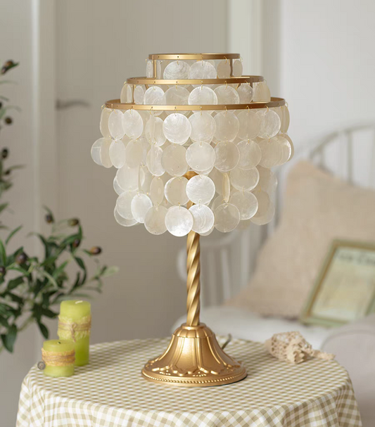 Table Lamp with Mother of Pearl Beaded Shade